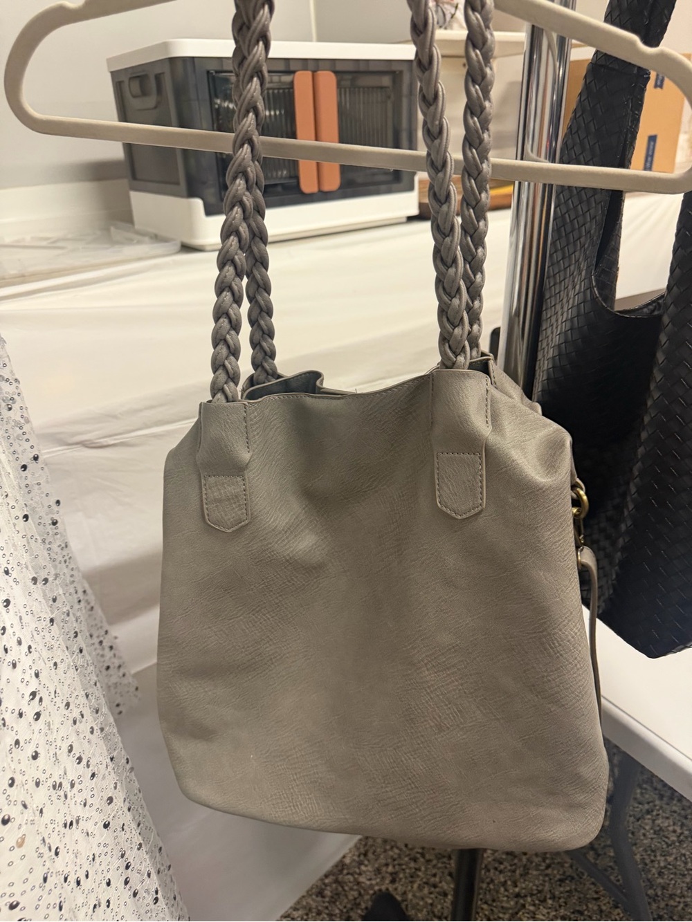 Braided Handle Women's Tote Bag - Gray